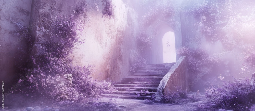 Fototapeta premium Enchanted Purple Stairway to Light