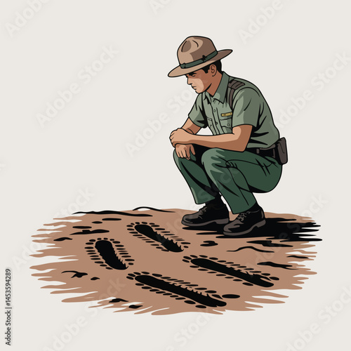 Solid Color Vector Designs for World Ranger Day - Ranger Silhouettes, Wildlife Conservation, Forest Protection, and Nature Guardianship Graphics for Social Media and Print