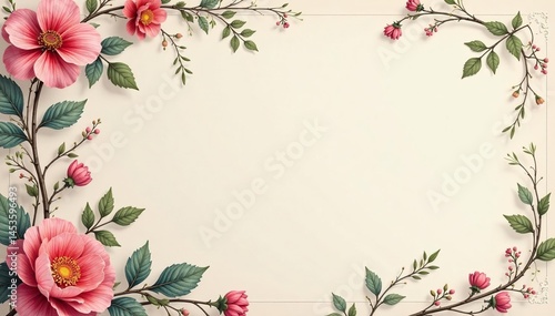 Intricate floral design with delicate leaves and vines on a neutral backdrop , subtle, floral
