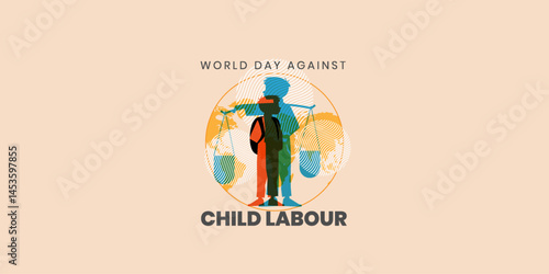 World Day Against Child Labour background. vector illustration concept of child exploitation campaign for banner, social media, poster, greeting card. vector illustration