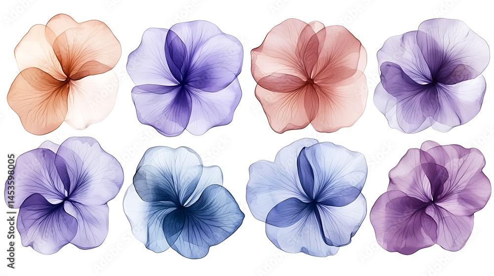Fototapeta premium Floral watercolor style bouquet botanical garden art print soft colors elegant view nature