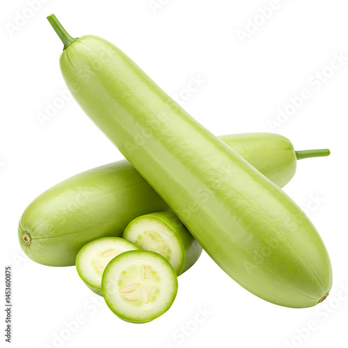 Fresh bottle gourd calabash vegetable lagenaria siceraria healthy eating ingredient raw food gourds on transparent background