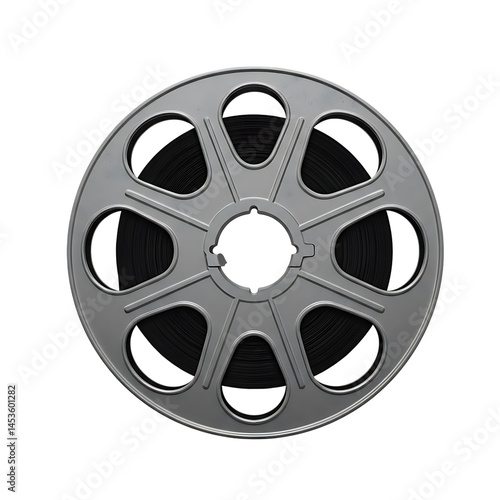 Film reel movie reel cinema film roll video reel vintage film retro film old film silver film container on transparent background
