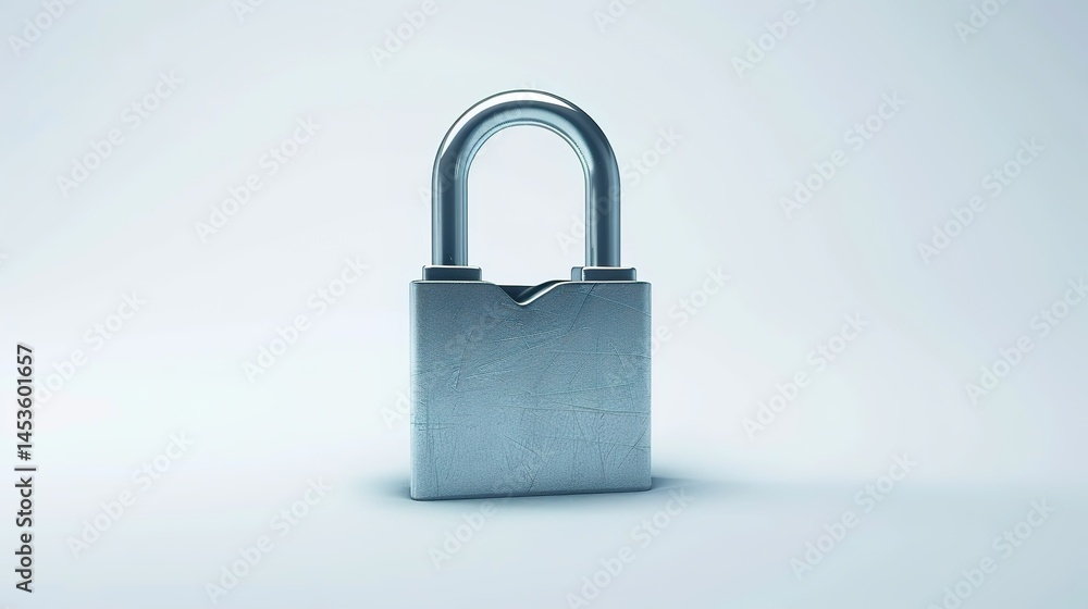 A steel padlock is clearly isolated on a white background, presenting a concept related to security and protection with the touch of Generative Ai. The simple yet powerful image of the padlock against A steel padlock is clearly isolated on a white background, presenting a concept related to security and protection with the touch of Generative Ai. The simple yet powerful image of the padlock against