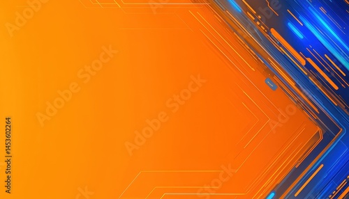 Abstract Geometric Background with Orange Hue and Dynamic Blue Lines for Modern Design Projects and Creative Visuals