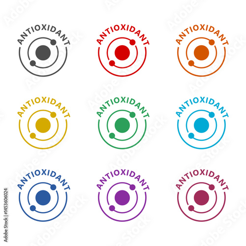Antioxidant icon isolated on white background. Set icons colorful