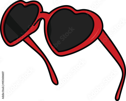 A red heart shaped sunglasses on a white background
