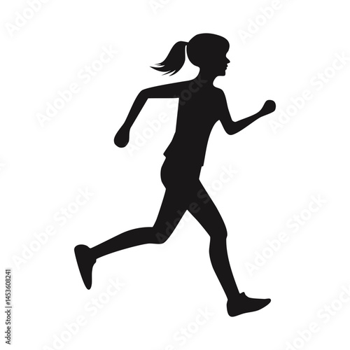 ジョギングしている女性のシルエット