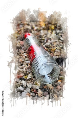Bottle on rocks