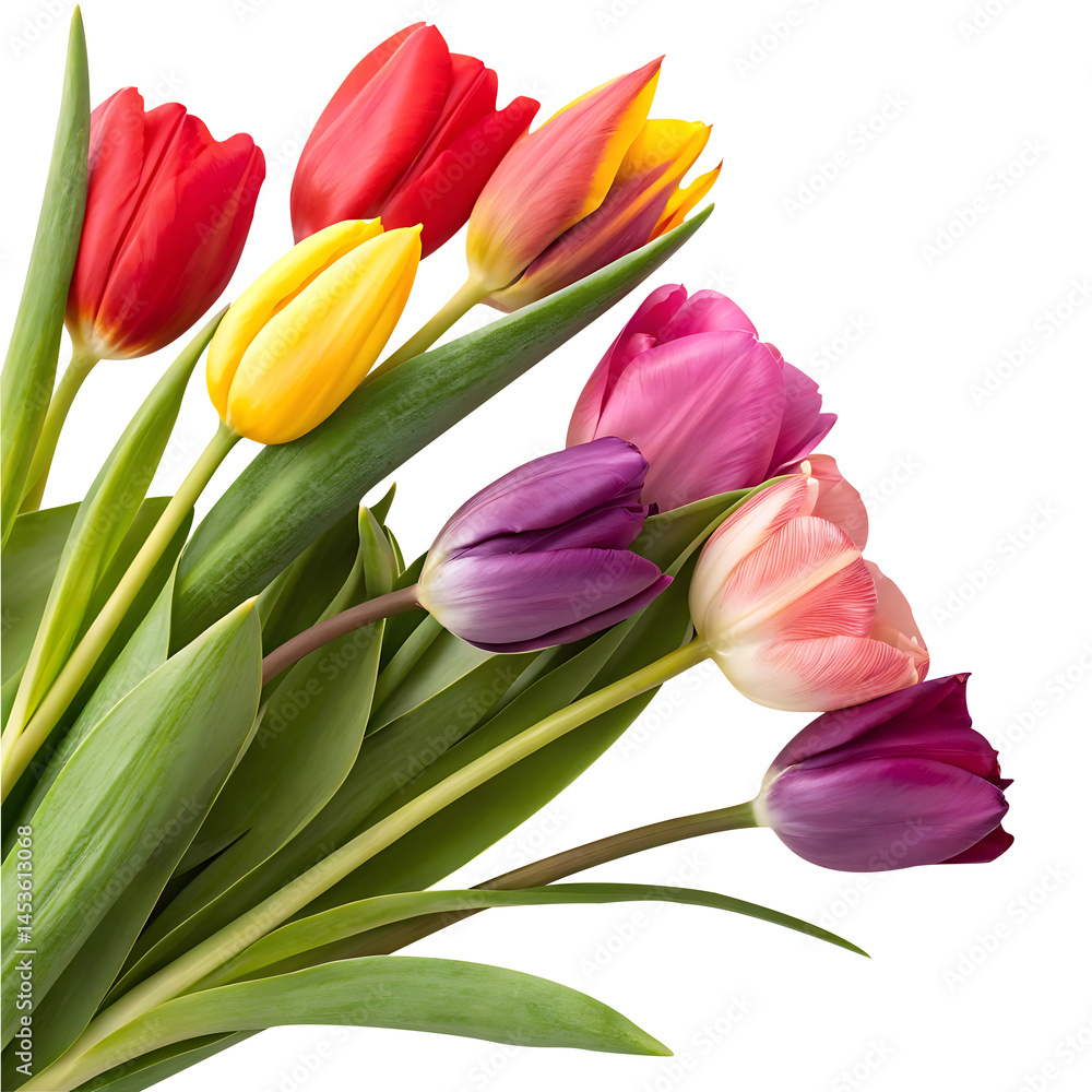 Obraz premium Tulips flowers vibrant color transparent png