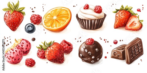 Fresh Berries Chocolate Sweets Orange