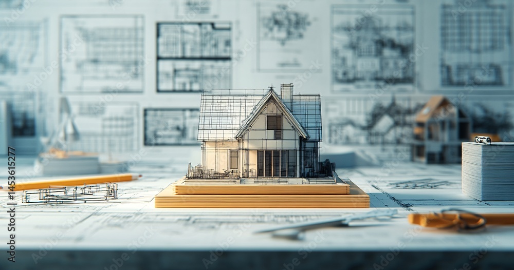 Residential building drawings and architectural model Residential building drawings and architectural model