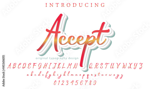 Accept  Font Stylish brush painted an uppercase vector letters, alphabet, typeface