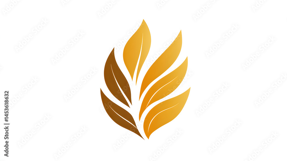 Golden wheat vector illustration with leaves and branches on a white background, symbolizing nature and autumn season Golden wheat vector illustration with leaves and branches on a white background, symbolizing nature and autumn season