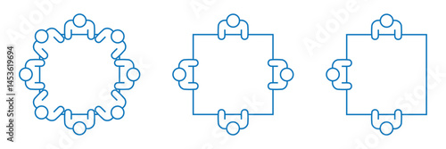 Meeting room illustration with participants line icon . 