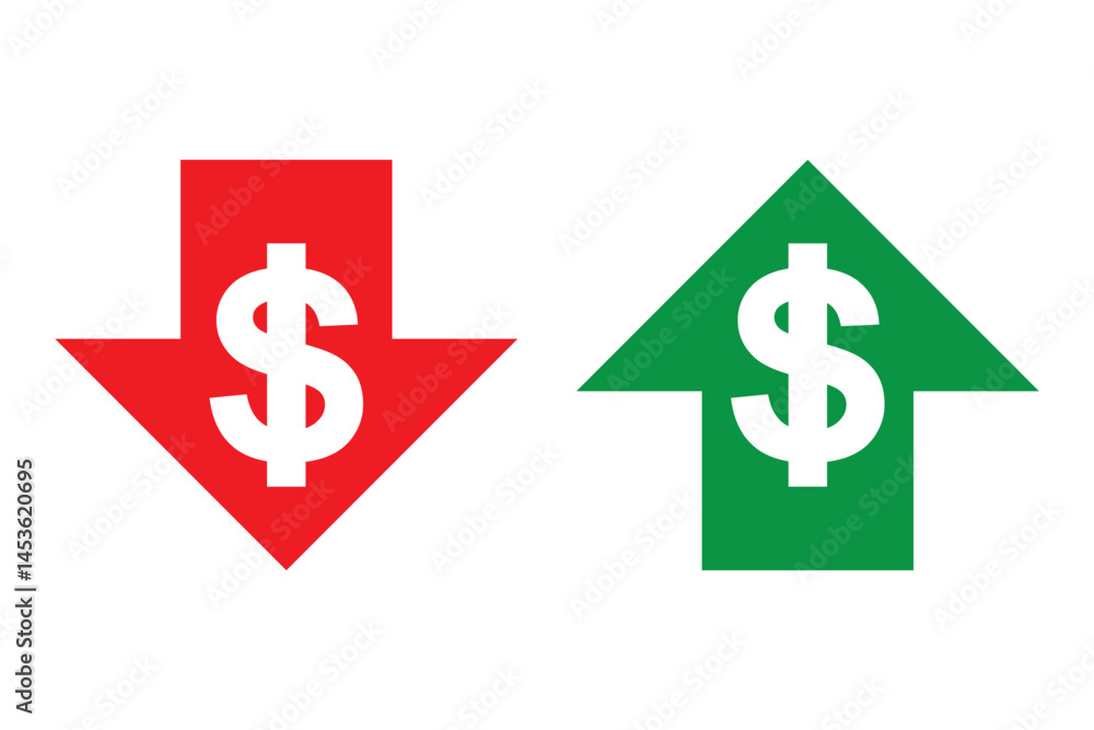 cost reduction icon vector. dollar decrease sign. profit decrease symbol. cost saving sign. cost reduction icon vector. dollar decrease sign. profit decrease symbol. cost saving sign.