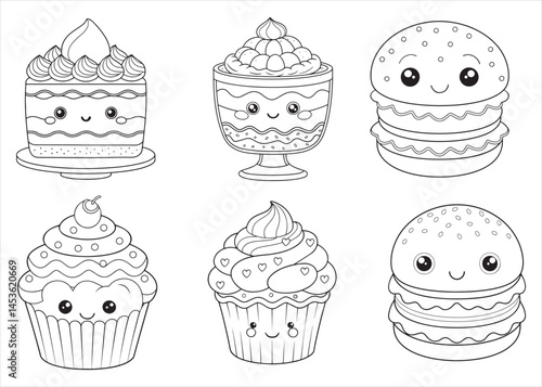 Adorable Sweets A Coloring Book For Children Featuring Cute Cakes Cupcakes and Burgers