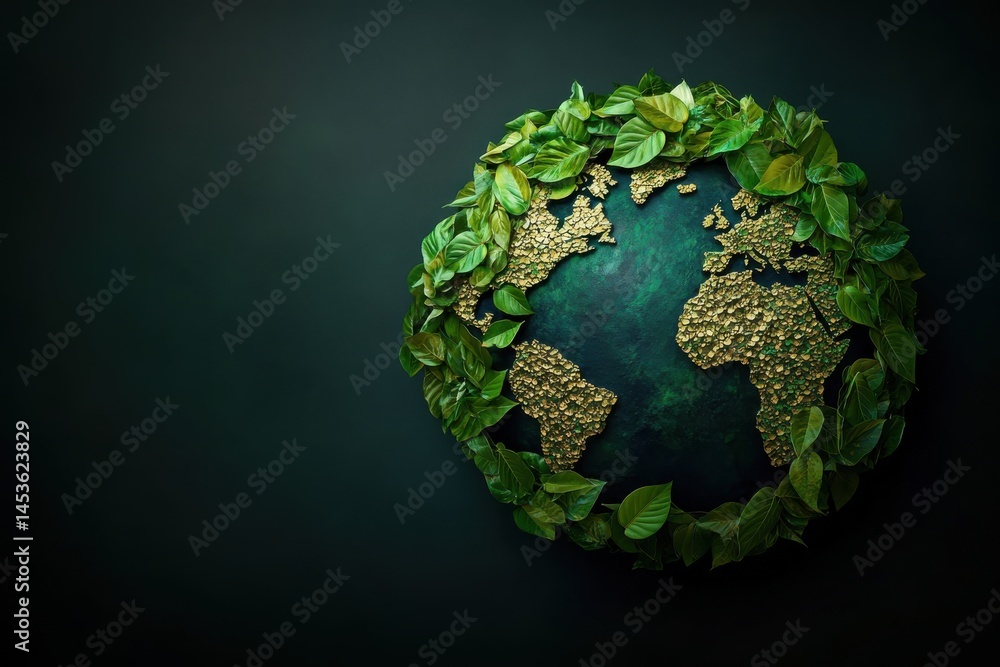 Fototapeta premium a globe made entirely of green leaves, symbolizing the Earth.