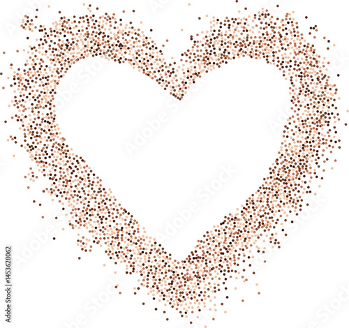 Obraz na płótnie Creative frame of circular brown colored particles, heart shaped coffee powder. Perfect for love-themed and romantic designs, Valentines day greetings. Coffee or chocolate powder border design. w salonie