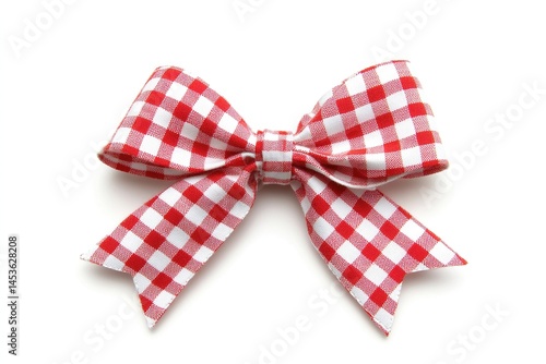 Red and white gingham bow isolated on a white background 