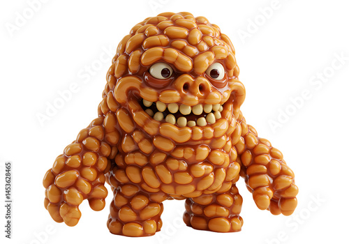 Creepy Baked Bean Monster Character Design on transparent background