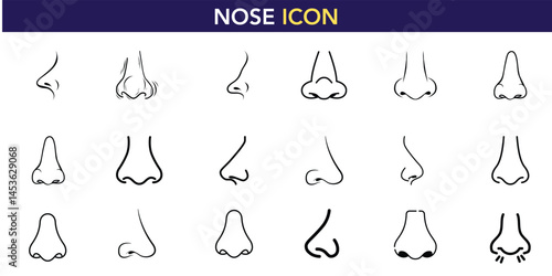Nose and Nasal Conditions Icon Set. Thin Line Vector Symbols of Congestion, Sinusitis, Infection, Allergies, Polyps, Dryness, Runny Nose, Nasal Pain, Bad Smell, Nasal Infection and Respiratory Issue