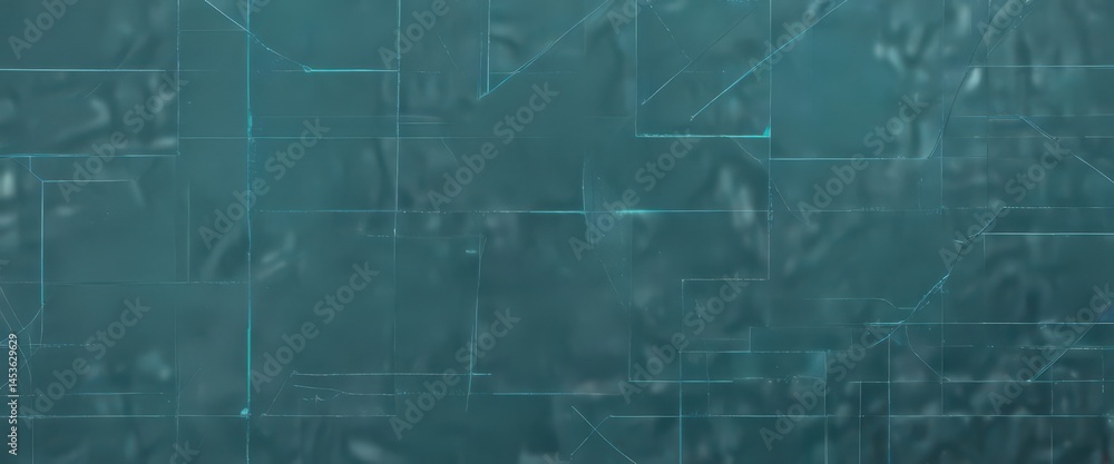 Fototapeta premium Abstract geometric blueprint background, teal hues, sharp lines, clean, graphics
