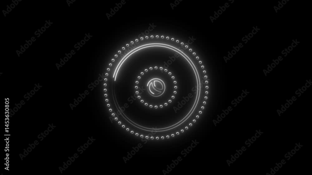 Glowing white concentric circles animation on black background Glowing white concentric circles animation on black background