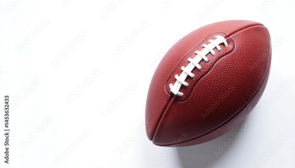 Overhead view of an american football against white background , oval, equipment, texture Overhead view of an american football against white background , oval, equipment, texture