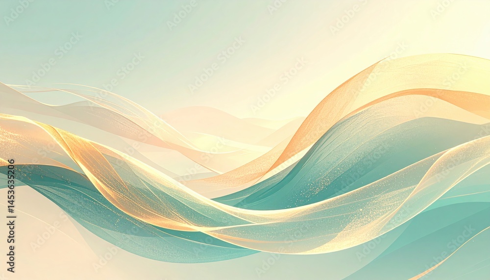 Fototapeta premium Flowing abstract waves digital art serene environment soft pastel colors artistic viewpoint calm concept
