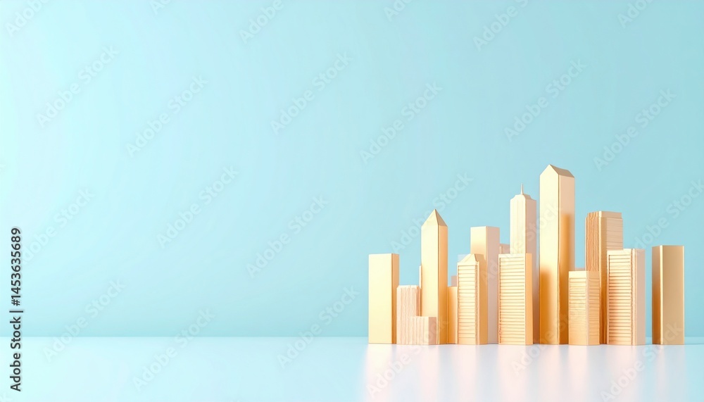 Urban development models displayed on a minimalist surface contemporary architecture theme light blue background studio environment Urban development models displayed on a minimalist surface contemporary architecture theme light blue background studio environment