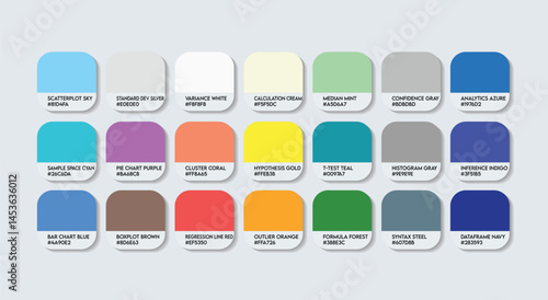 Statistician Color Guide Palette with Color Names. Catalog Sample of Statistician with RGB HEX codes and Names. chains Color Palette, beautiful and Earth friendly Fashion Statistician pantone Color Pa
