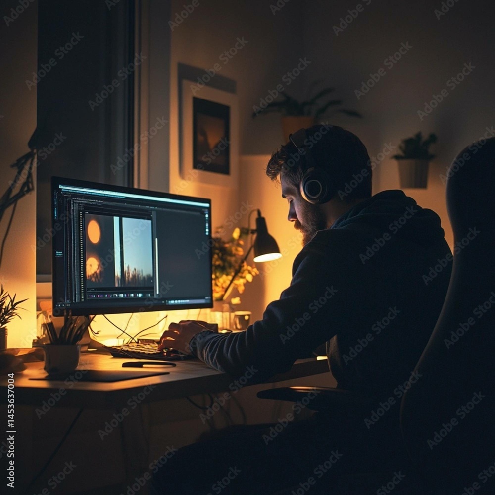 man working at computer man working at computer