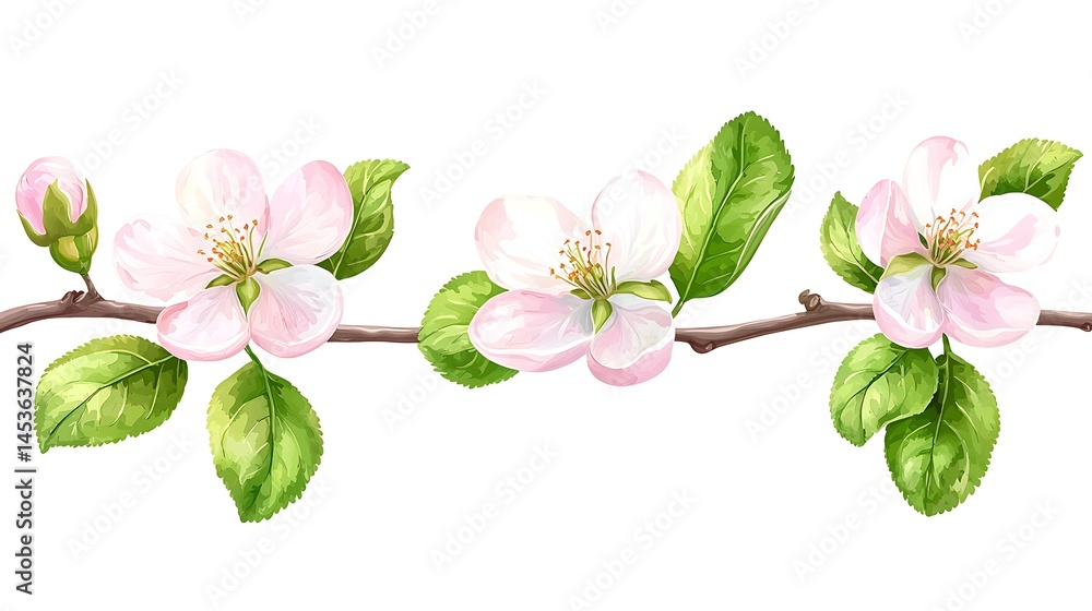 Naklejka premium Watercolor floral botanicals an elegant artistic view of a bright nature environment