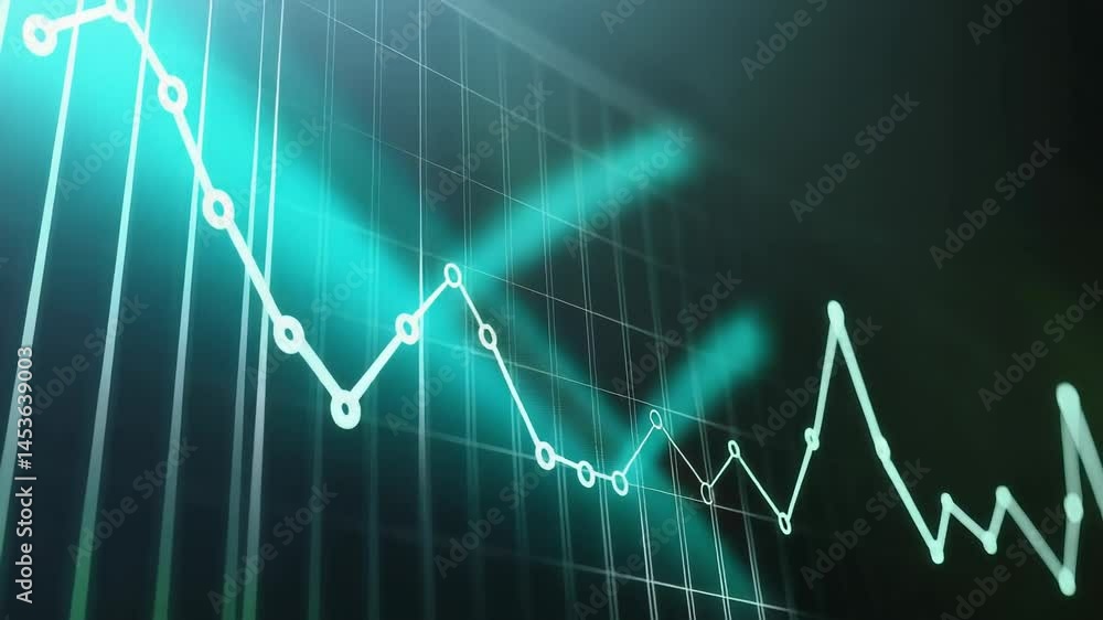 Green digital financial chart showing stock market analytics and futuristic data trends Green digital financial chart showing stock market analytics and futuristic data trends