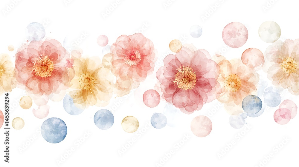 Obraz premium Floral watercolor style art botanical inspiration nature vibrant colors soft atmosphere