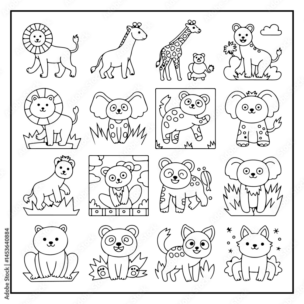Obraz premium Comfy Patterns Bold & Easy Coloring Pages for Kids and Adults