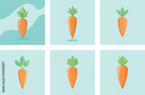 Set of carrots vector icons. lack fresh carrot. Vegetarian and healthy food. Vector 10 Eps.