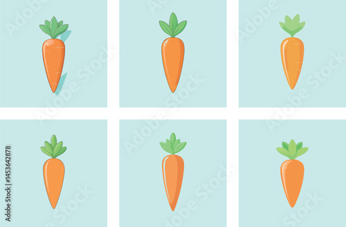 Set of carrots vector icons. lack fresh carrot. Vegetarian and healthy food. Vector 10 Eps.