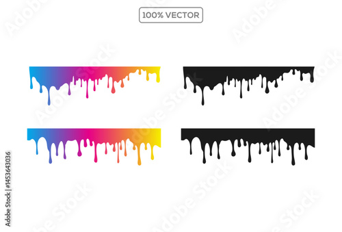 colorful Black melt drips or liquid vector paint drops vector
