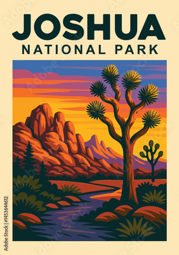 joshua tree national park vector illustration