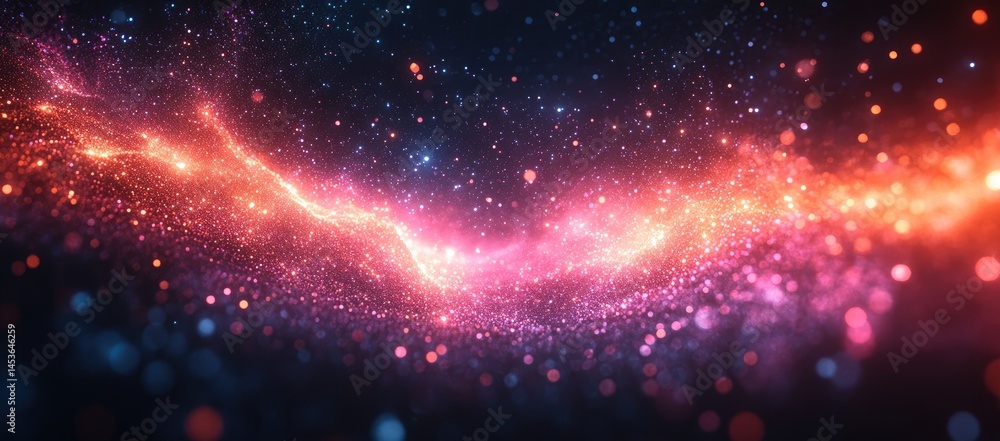 Fototapeta premium Vibrant energy stream through cosmic particles.