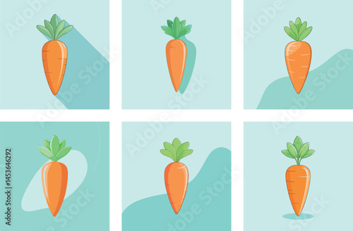 Set of carrots vector icons. lack fresh carrot. Vegetarian and healthy food. Vector 10 Eps.