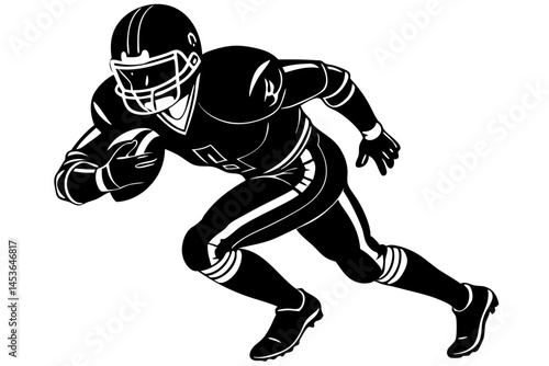 American football player silhouette running vector illustration on transparent background, american football, player, running, silhouette, vector, illustration, sport, athlete, competition, team