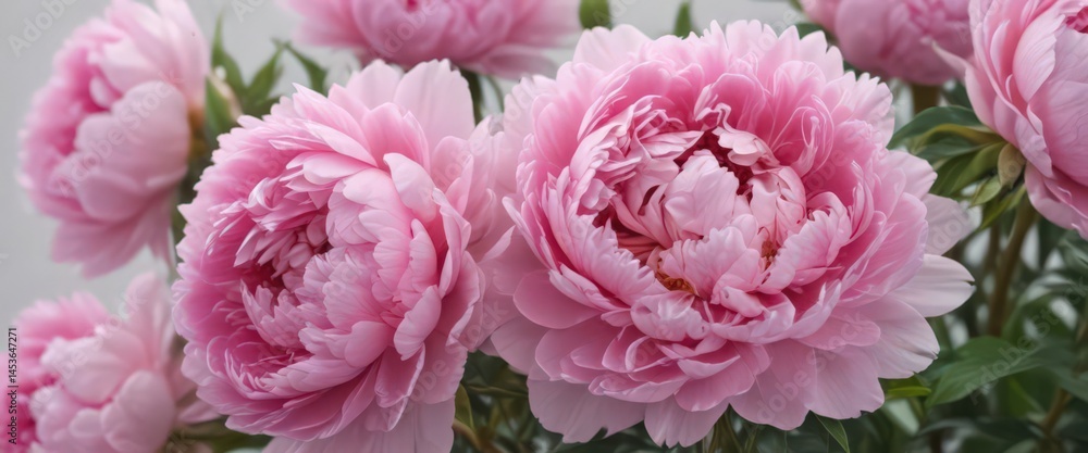 Tight cluster of pink peonies, soft background , garden, wallpaper Tight cluster of pink peonies, soft background , garden, wallpaper