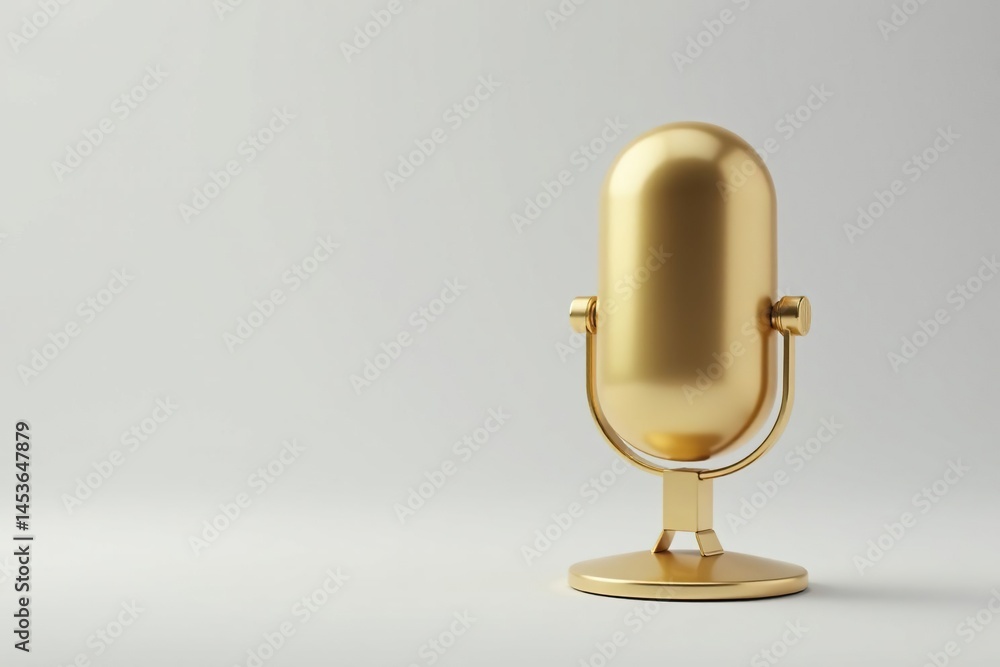 Close-up shot of a single gold microphone on white , hiphop, hip hop Close-up shot of a single gold microphone on white , hiphop, hip hop