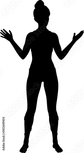 Obraz na płótnie Silhouette of a girl practicing yoga, embodying grace and mindfulness. Ideal for wellness designs, the image symbolizes inner peace and harmony, promoting relaxation and well-being. w salonie