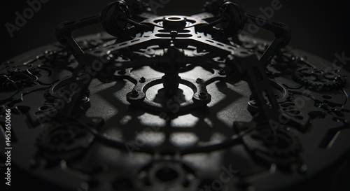 Intricate Clockwork Mechanism: A Study in Shadows and Gears