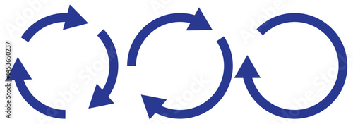 circle arrow icon set. Blue circular arrow icon, refresh, reload arrow icon symbol sign. Blue Reload vector icon set. repeat vector. restart or reset sign. Repeat cycle symbol. Blue rotation arrow.
