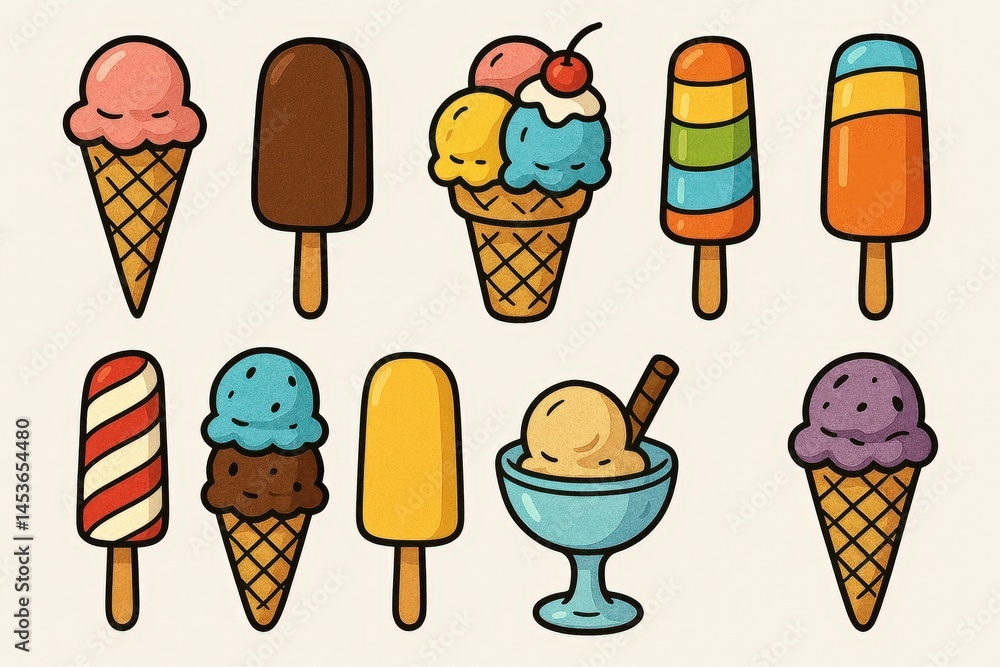 Assorted Ice Creams on White Background Bundle Assorted Ice Creams on White Background Bundle